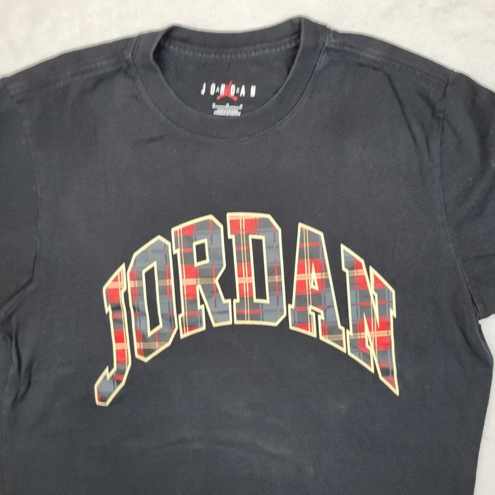 Jordan Shirt Mens Medium Plaid Graphic Tee‎ Plaid Jumpman Air Flight Basketball